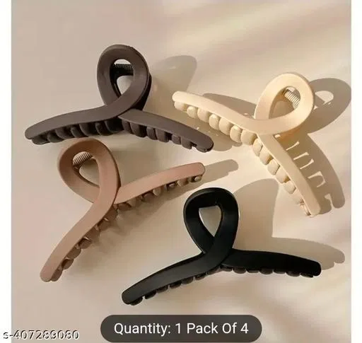 Plastic Hair Clutcher for Women & Girls (Multicolor, Pack of 4)