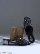 Shoetopia Black Embellished Heel Sandals 