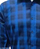 Cotton Blend Checked Shirt for Men, Blue 
