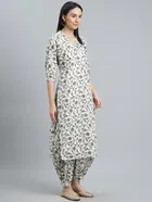 Cotton Blend Printed Kurti with Afghani Pant Set for Women 
