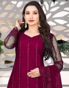 Net Solid Kurta Set with Dupatta for Women 
