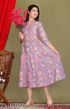 Cottonprinted Anarkali Kurti for Women 