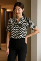 Women's Casual Wear Regular sleeve Abstract Print Top, L