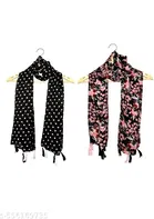 Chiffon Scarves for Women, Black, Pack of 2