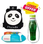 Combo of Fabric School Bag, Water Bottle with Lunch Box for Kids 