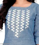 Solid Embroidered Calf Length Kurti for Women 