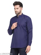 Cotton Blend Solid Short Kurta for Men 