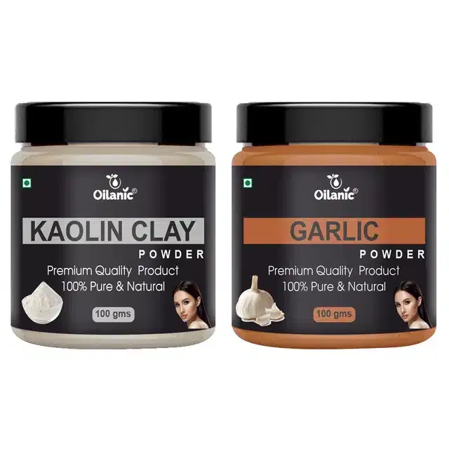 Natural Kaolin Clay & Garlic Powder for Skin & Hair (Pack of 2, 100 g)