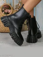 Shoetopia Solid Synthetic Boots Black 