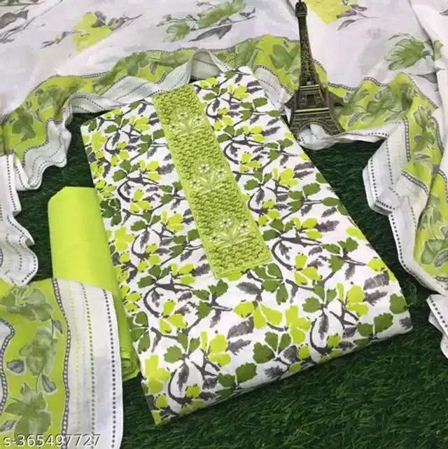 Cotton Printed Unstitched Dress Material for Women (Multicolor)