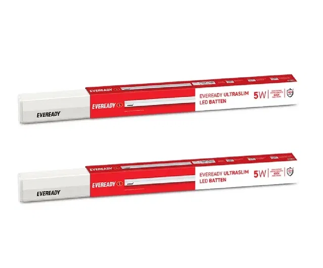 EVEREADY 5W 1ft Batten 4kV Surge Protection Lasts Upto 25000 Hours 5 W 30 cm Tube Light  (White, Pack of 2)