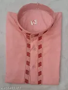 Cotton Solid Kurta for Men, Pink 