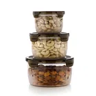 Combo of Airtight Containers with Lid for Kitchen (Brown, Set of 3)