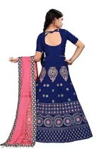Satin Embroidered Lehenga with Choli & Dupatta for Girls 