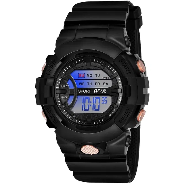 Rubber Strap Round Dial Sports Watch for Kids (Black)