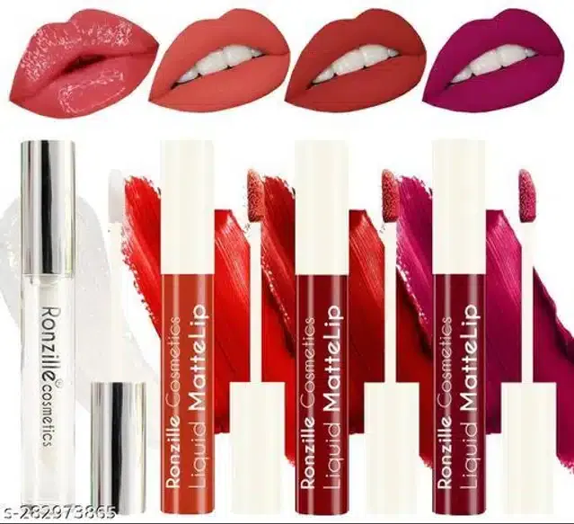 Ronzille Liquid Matte Lipsticks (Multicolor, Pack of 4)