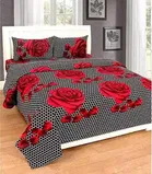 Polycotton Printed Double Bedsheet with Two Pillow Covers 