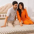 KC Jaipuri Cotton King Bedsheeet Floral Printed 90x108in Brown