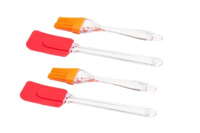 Spatula and Pastry Brush Set (Multicolor, Pack of 4)