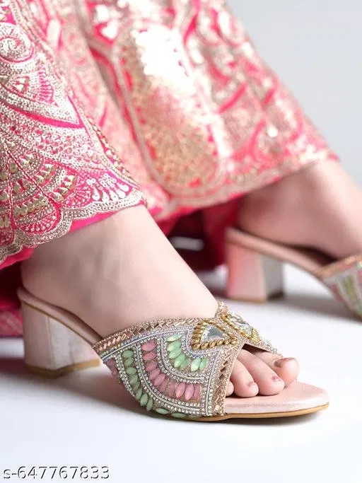 Shoetopia Heel Sandals Gold IND-4