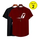 Round Neck Printed T-Shirt for Men, Set of 2 