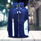 Polyester Backpack for Men & Women (Navy Blue & White)