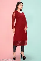 Net Kurti for Women,  Red  