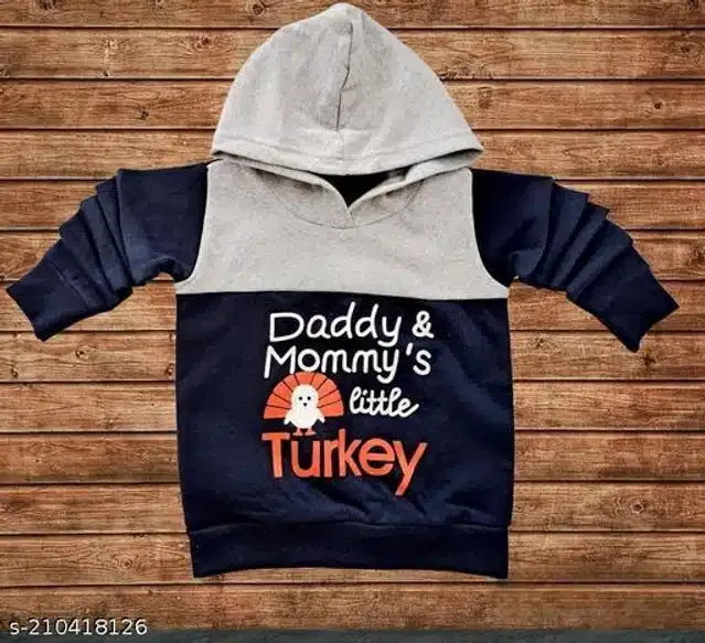Full Sleeves Sweatshirt for Kids (Navy Blue & Grey, 5-6 Years)
