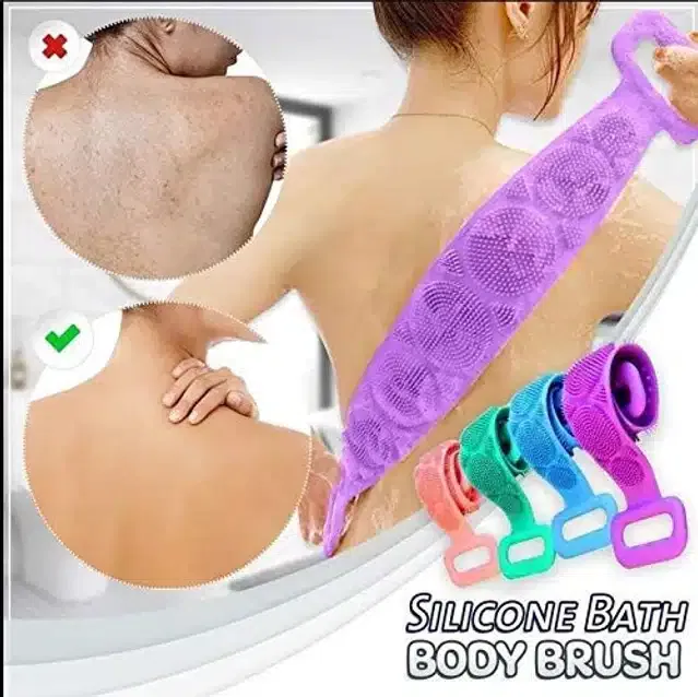 Silicone Double Side Body Scrubber (Multicolour, Pack of 1)