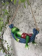 Terracotta Frog on Hammock Garden Decorative Showpiece 