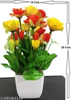 Plastic Artificial Flower With Pot,Multicolour