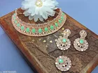 [Green] Kundan Rose Gold Choker Set for Women 