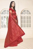 Jacquard Woven Design Saree for Women, Maroon 