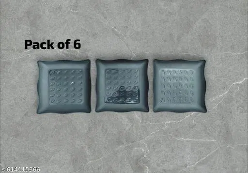 Plastic Plates for Kitchen, Black, Pack of 6