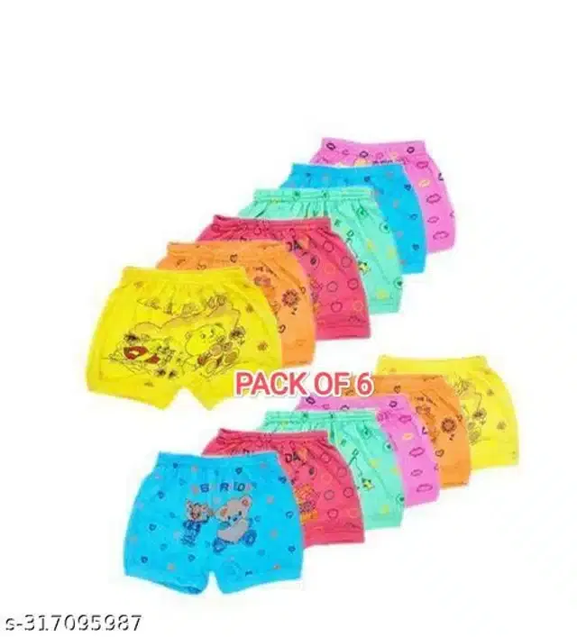 Cotton Innerwear Shorts for Kids (Multicolor, 6-9 Months) (Pack of 6)