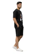 Polyester Printed Co-Ord Set for Men, Black 