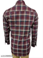 Cotton Blend Checked Shirt for Men, Maroon 