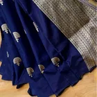 Litchi Silk Zari Woven Saree for Women, Navy Blue 