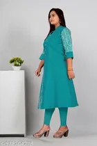 Solid Show Button Cotton Kurti for Women 