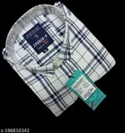 Cotton Blend Checked Shirt for Men, White 