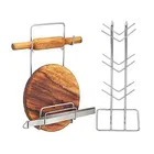Stainless Steel Cup Stand & Chakla Belan Stand For Kitchen (Set of 2) (OC-004)