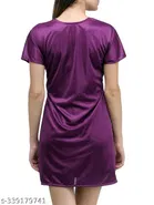 Satin Solid Babydoll for Women, Purple 