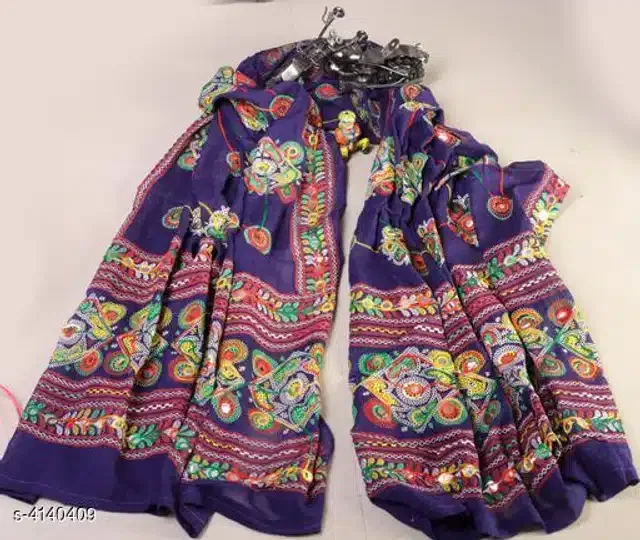 Cotton Dupatta for Women (Navy Blue, 2.25 m)