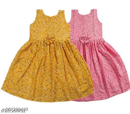Pack of 2 Frocks for Girls (Yellow, 18-24 Months)