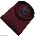 Cotton Blend Solid Shirt for Men, Maroon 