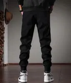 Polyblend Printed Trackpants for Men, Navy Blue & Black, Pack of 2 