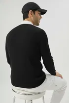 Cotton Blend Colorblocked Sweatshirt for Men, Black 