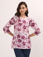 Womens Floral Print Short Rayon Kurti 