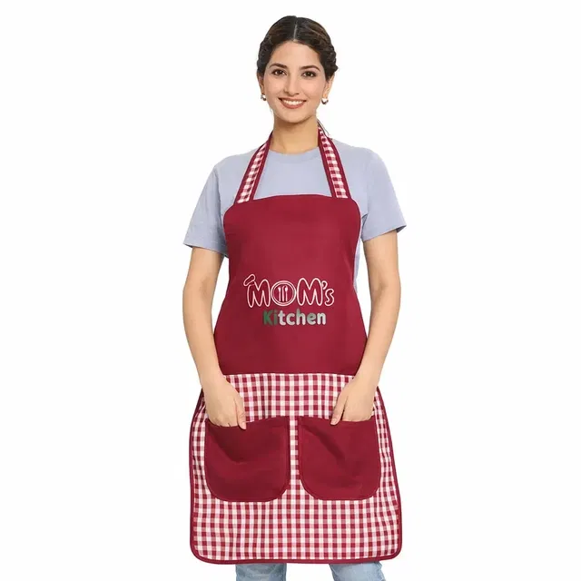 Krishna E Moms Kitchen Waterproof Aprons  with Pocket Pack of 1 Red