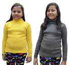 Full Sleeves Solid Sweater for Girls (Pack of 2) (Yellow & Grey, 0-3 Months)